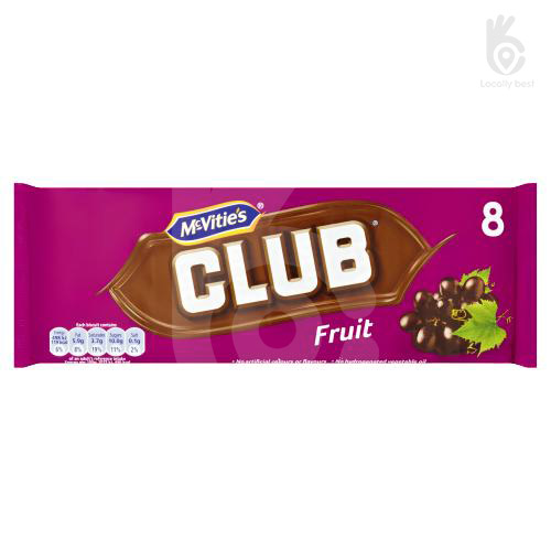 McVitie's Club Fruit Chocolate Biscuit Bars 8 x 23g (184g) - Locally Best